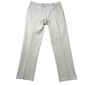 Peter Millar Pants Mens 38x32 Crown Sport Chino Golf Khaki Creased Dressy Poly